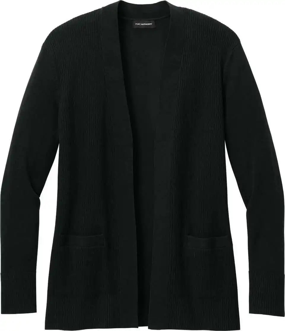 Port Authority Lsw2890 Women’s Easy Care Open Front Cardigan Sweater Deep Black