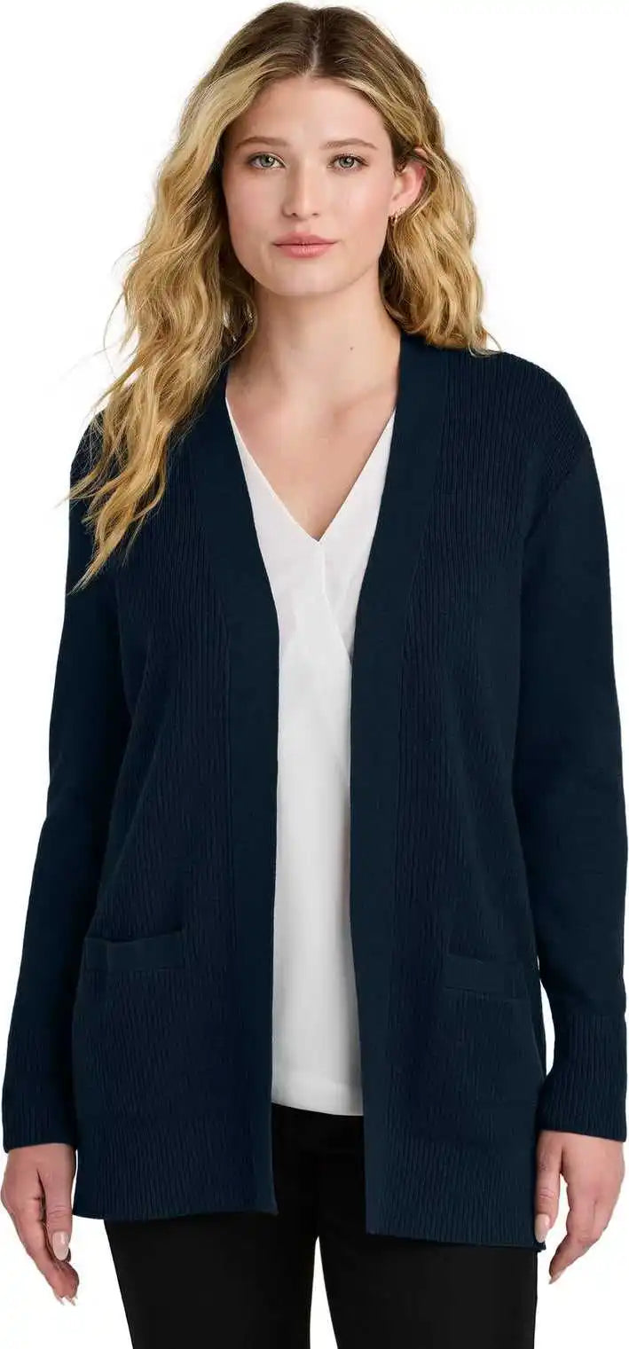 Port Authority Lsw2890 Women’s Easy Care Open Front Cardigan Sweater River Blue Navy