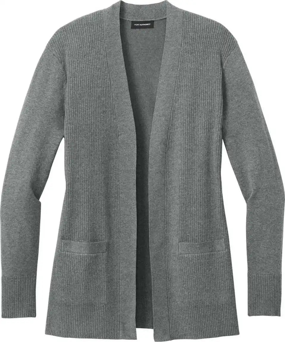 Port Authority Lsw2890 Women’s Easy Care Open Front Cardigan Sweater Mdhtgrey