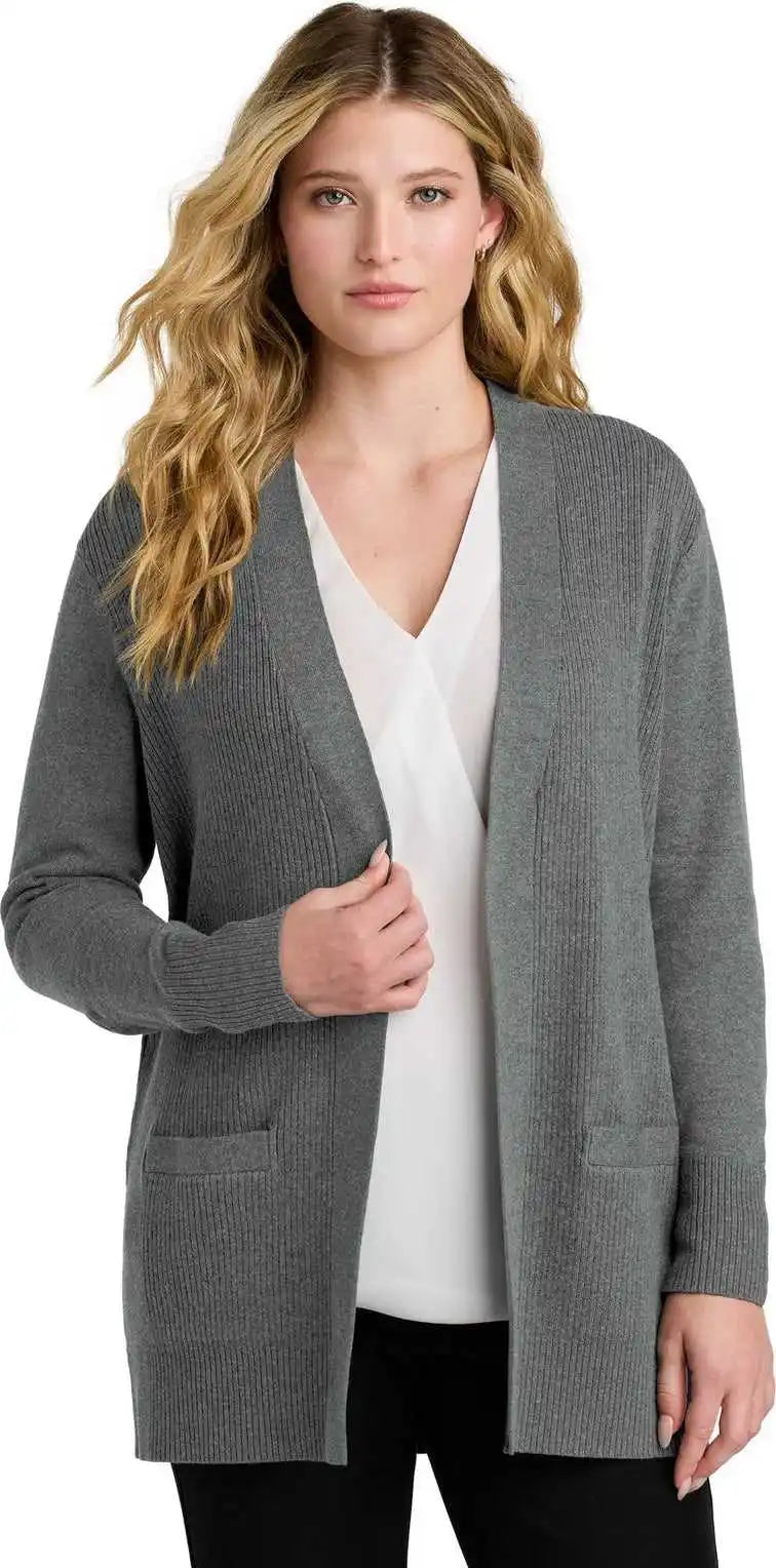 Port Authority Lsw2890 Women’s Easy Care Open Front Cardigan Sweater Mdhtgrey