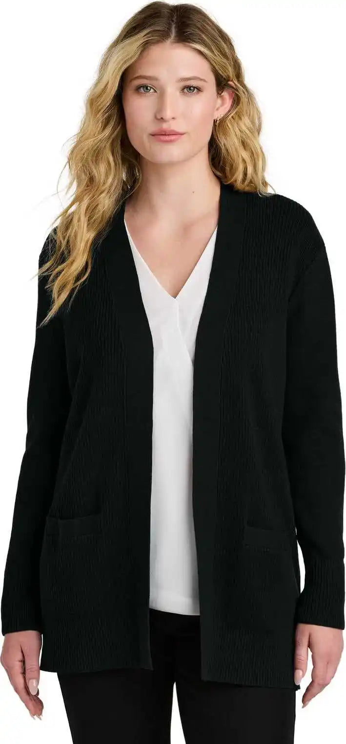 Port Authority Lsw2890 Women’s Easy Care Open Front Cardigan Sweater Deep Black