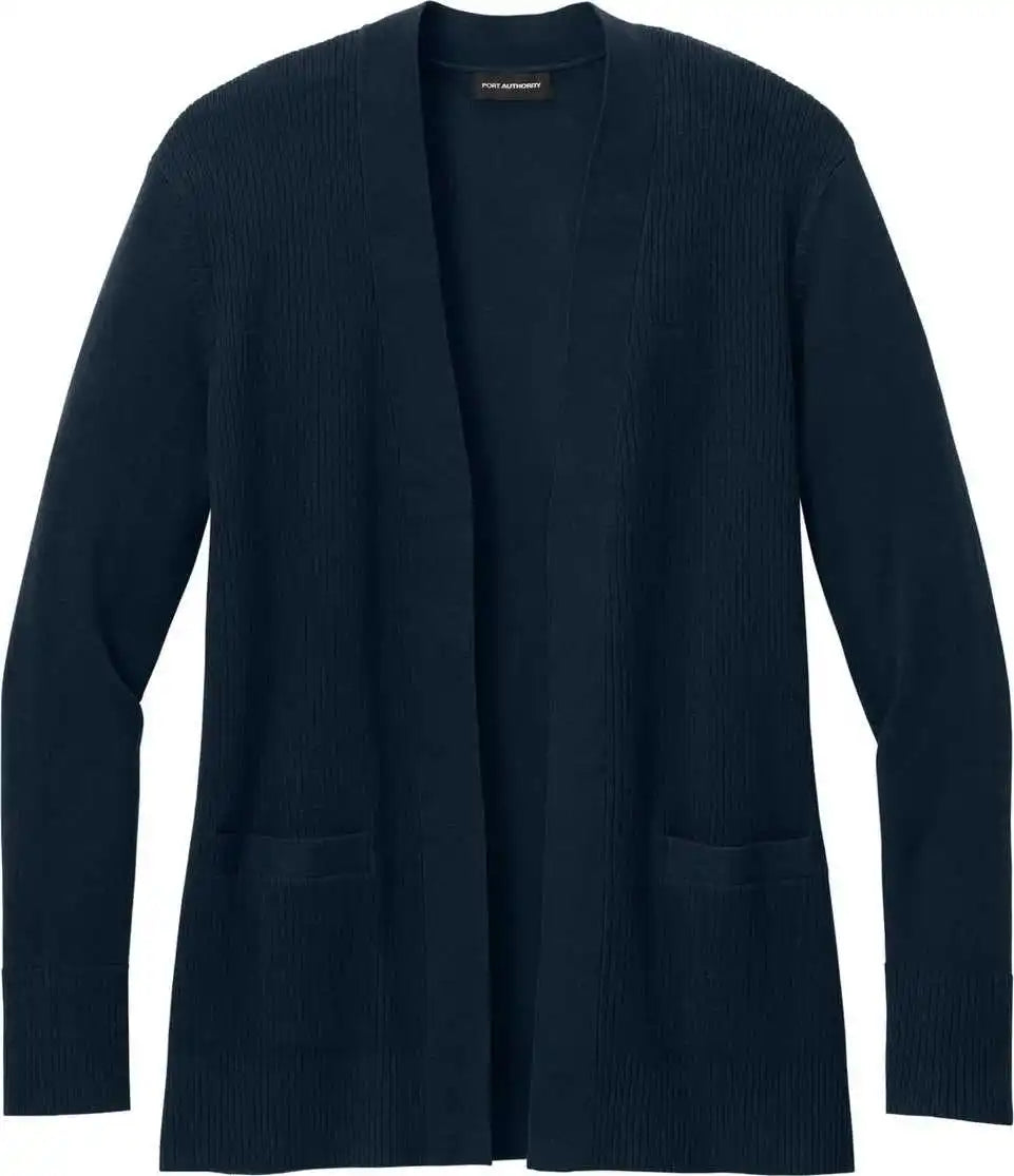Port Authority Lsw2890 Women’s Easy Care Open Front Cardigan Sweater River Blue Navy