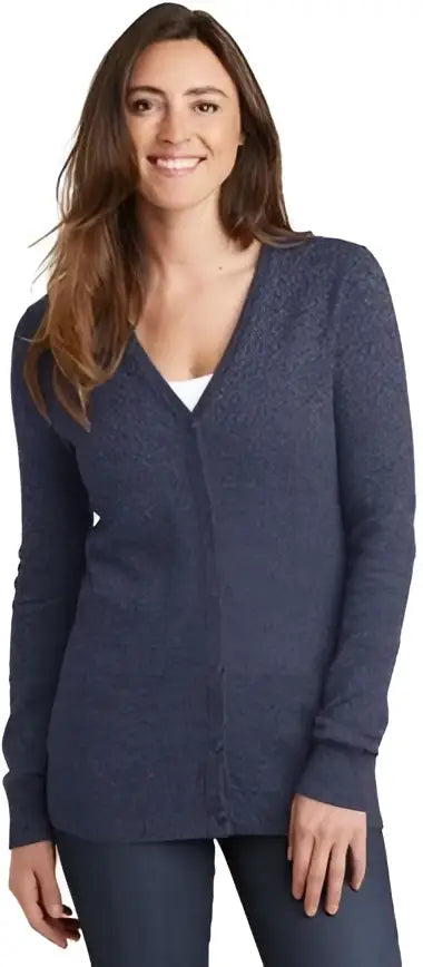 Port Authority Lsw415 Women’s Marled Cardigan Sweater - Navy Marl - Ladies Xs
