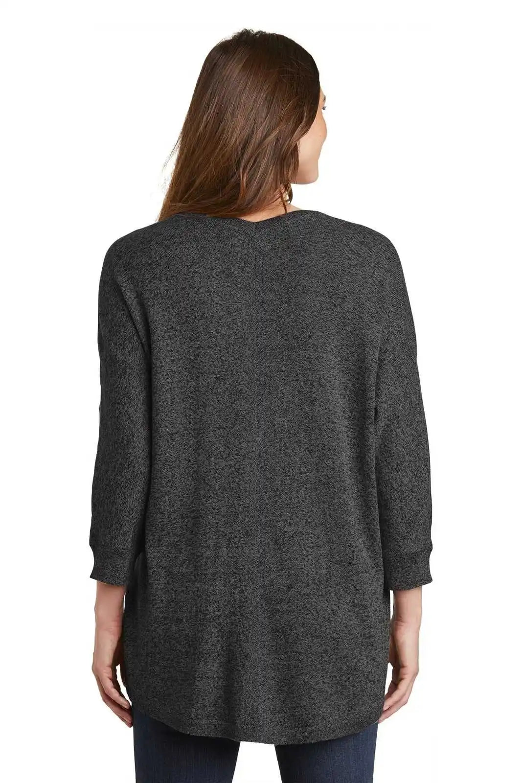 Port Authority Lsw416 Ladies Marled Cocoon Sweater - Black Marl