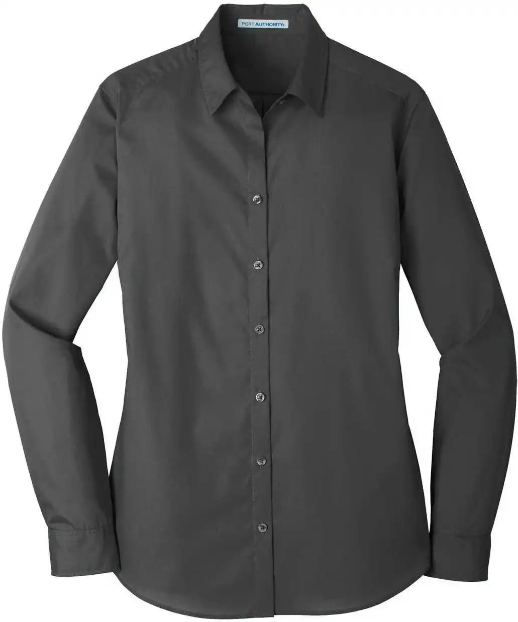 Port Authority Lw100 Ladies Long Sleeve Carefree Poplin Shirt Graphite