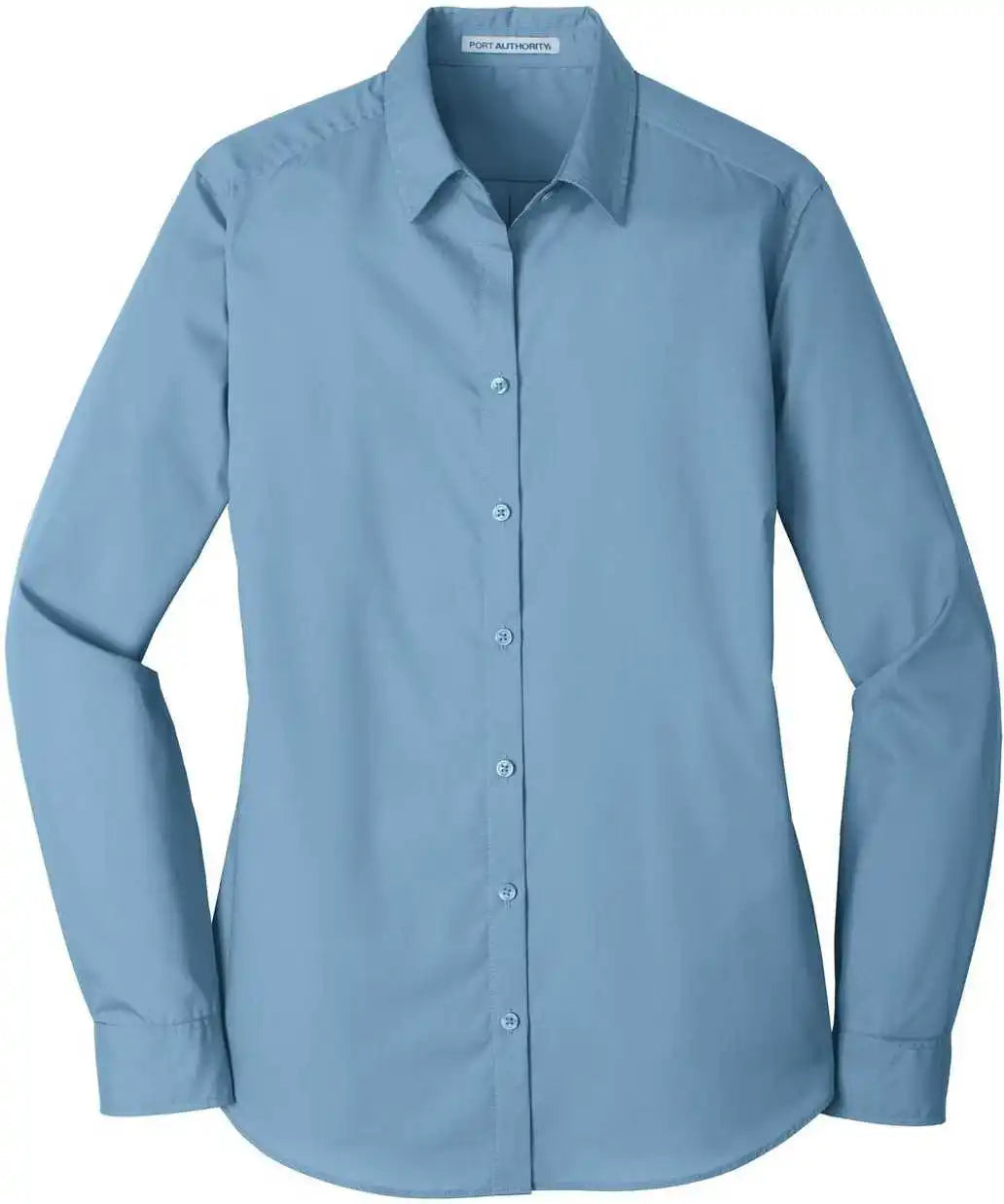 Port Authority Lw100 Ladies Long Sleeve Carefree Poplin Shirt Carolina Blue