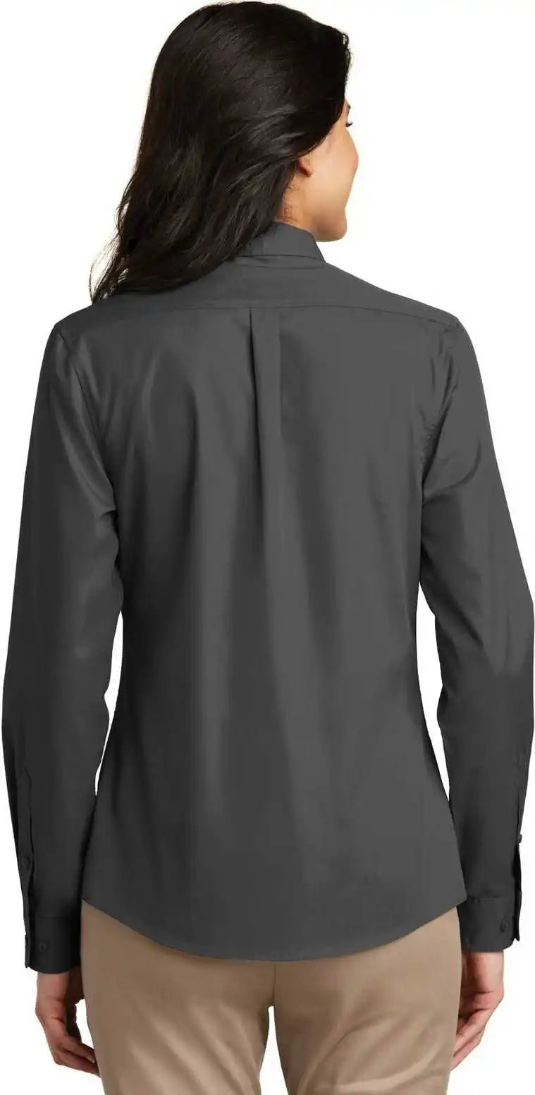 Port Authority Lw100 Ladies Long Sleeve Carefree Poplin Shirt Graphite