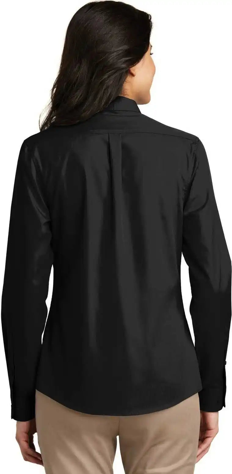 Port Authority Lw100 Ladies Long Sleeve Carefree Poplin Shirt Deep Black