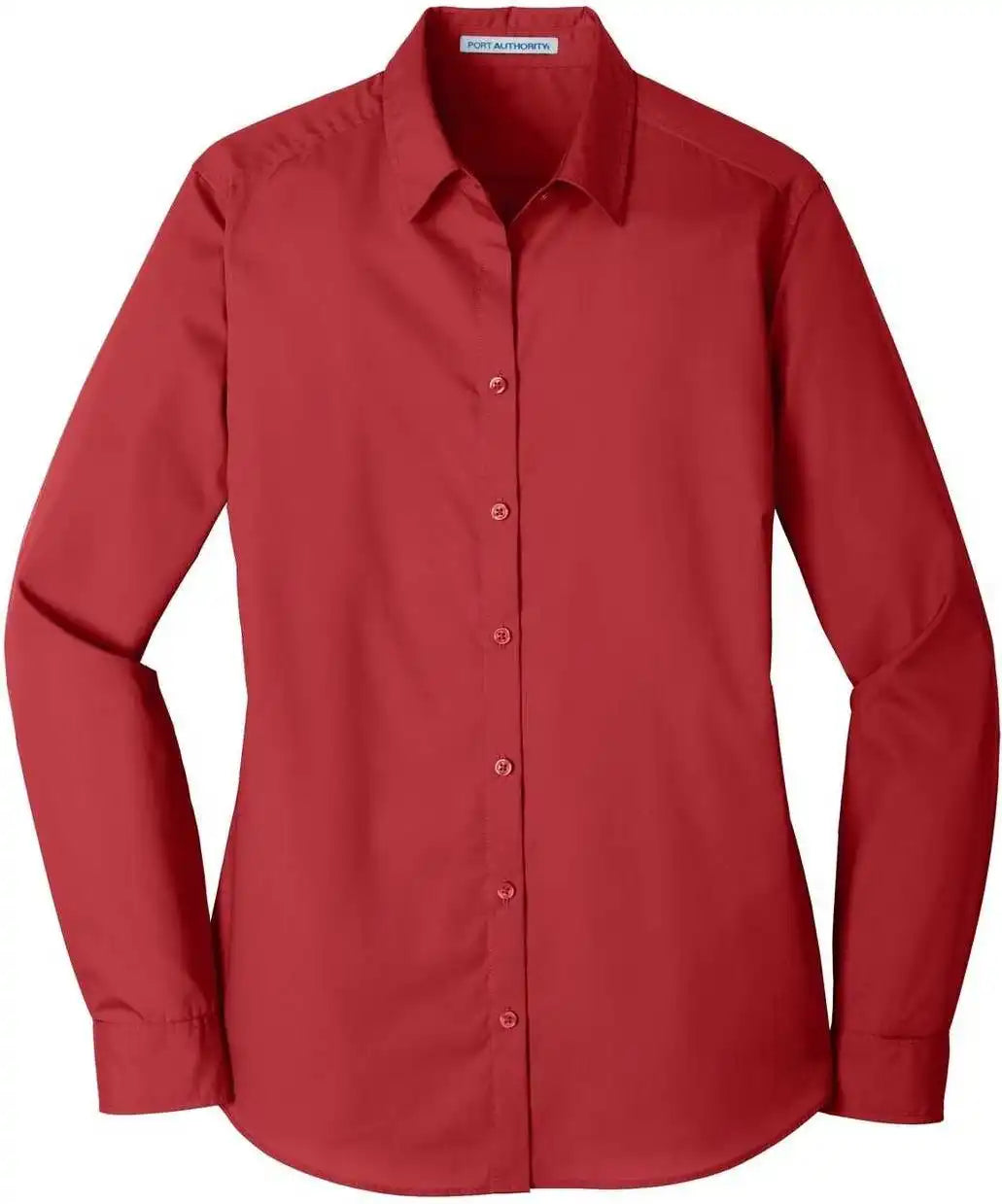 Port Authority Lw100 Ladies Long Sleeve Carefree Poplin Shirt Rich Red