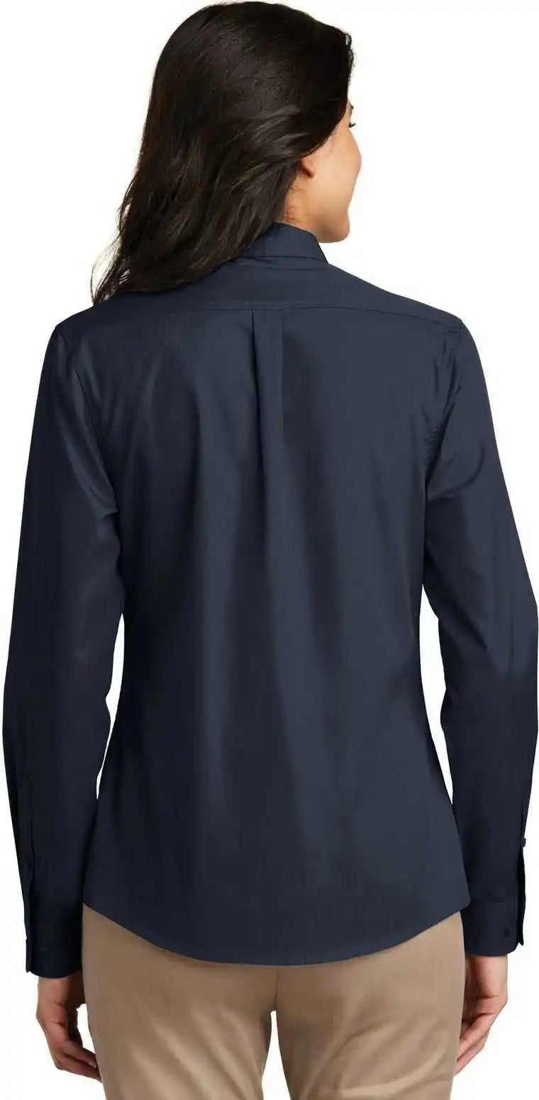 Port Authority Lw100 Ladies Long Sleeve Carefree Poplin Shirt - River Blue Navy