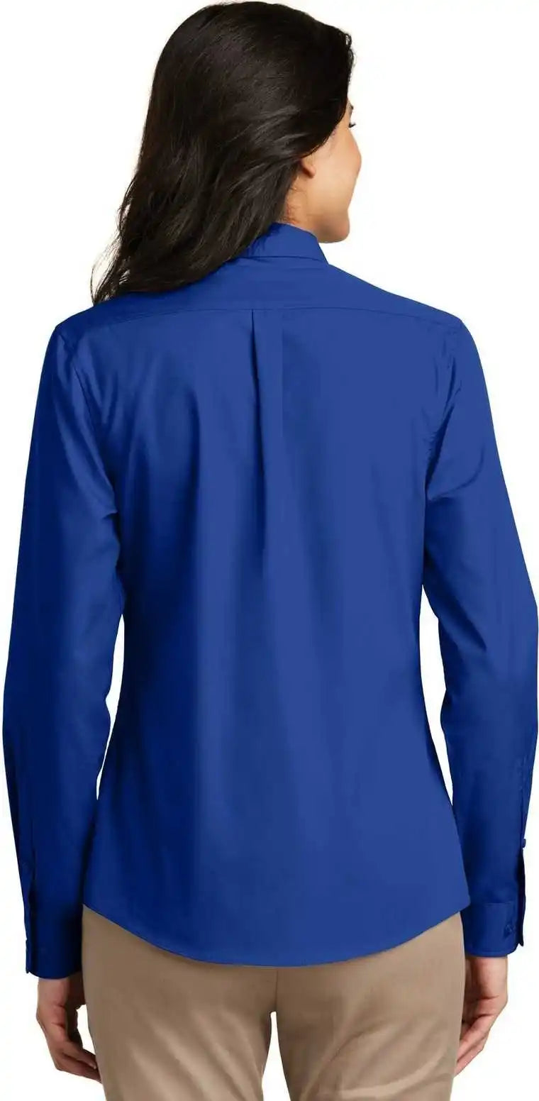 Port Authority Lw100 Ladies Long Sleeve Carefree Poplin Shirt True Royal