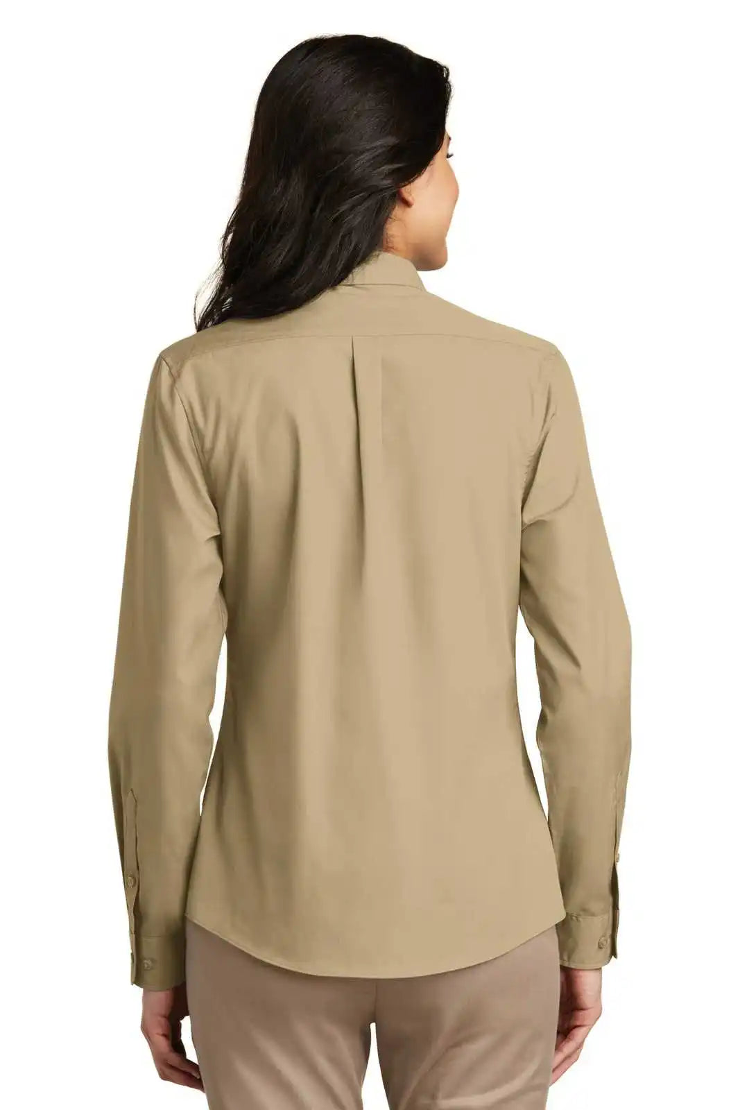 Port Authority Lw100 Ladies Long Sleeve Carefree Poplin Shirt Wheat
