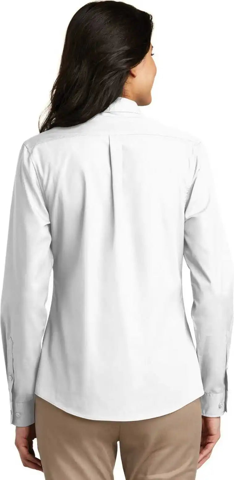 Port Authority Lw100 Ladies Long Sleeve Carefree Poplin Shirt White