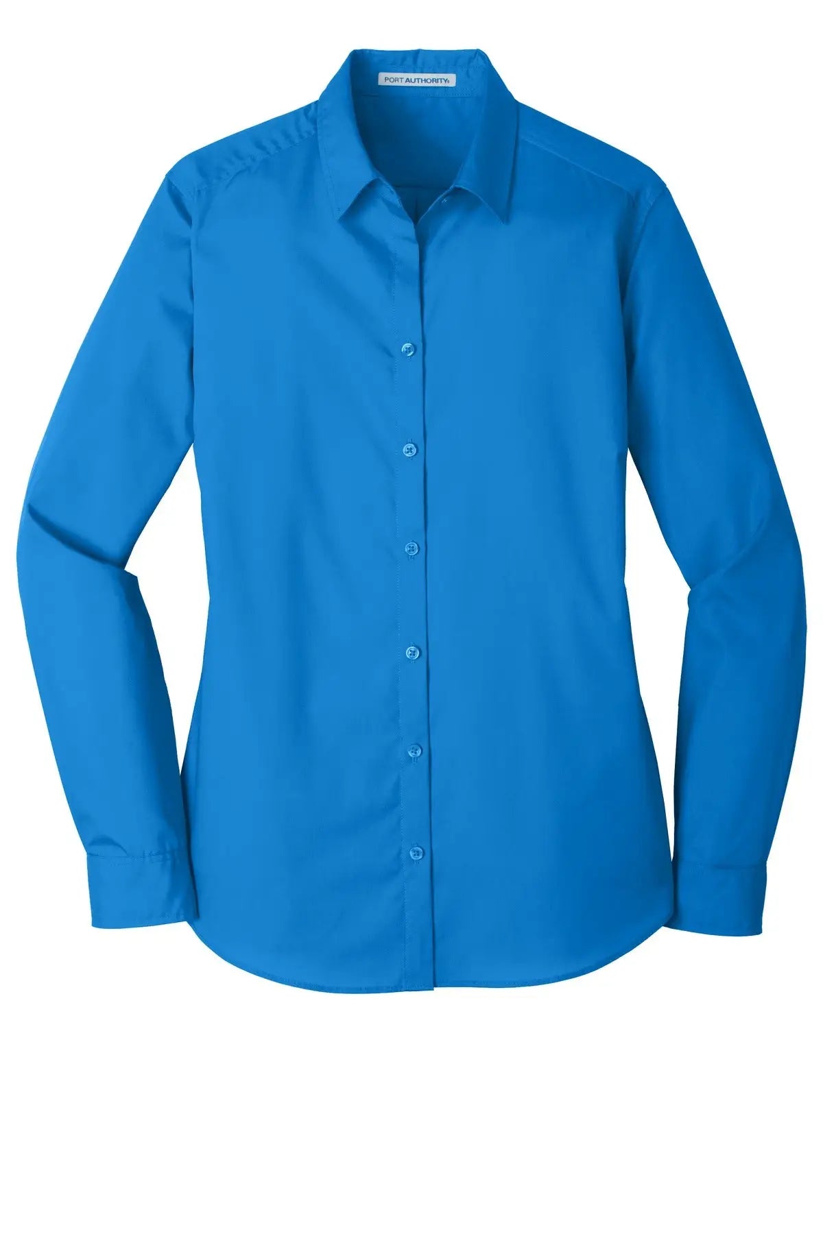 Port Authority Lw100 Women’s Long Sleeve Carefree Poplin Shirt - Coastal Blue