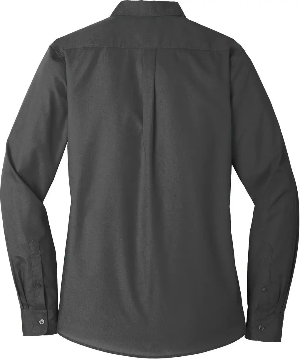 Port Authority Lw100 Women’s Long Sleeve Carefree Poplin Shirt - Graphite