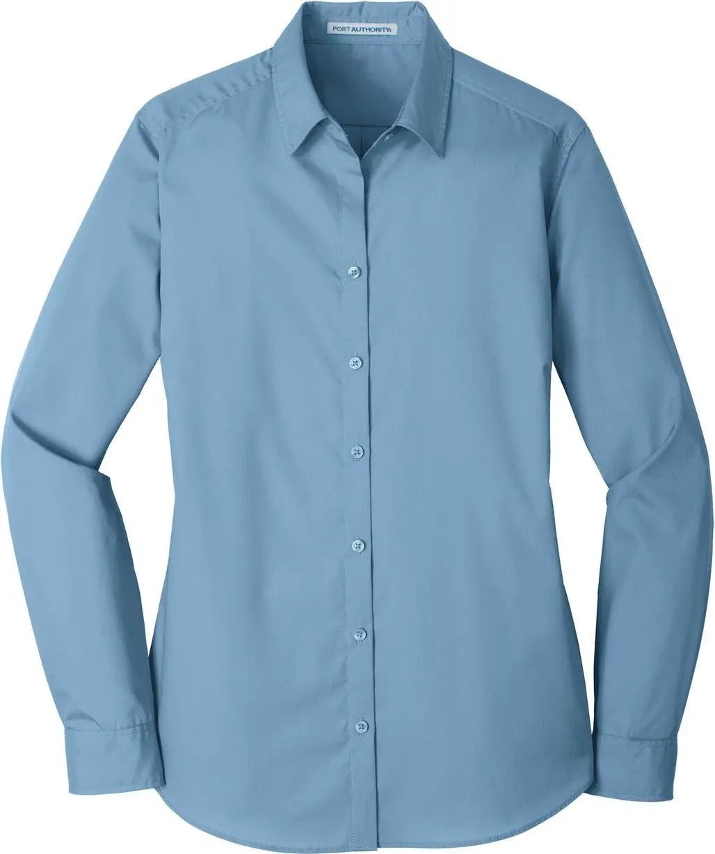Port Authority Lw100 Women’s Long Sleeve Carefree Poplin Shirt - Carolina Blue