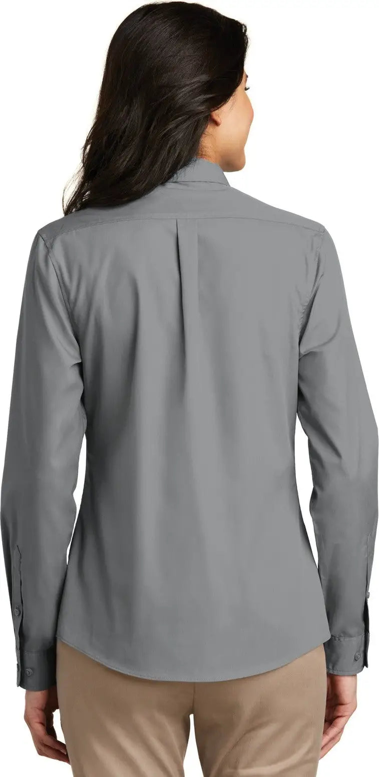 Port Authority Lw100 Women’s Long Sleeve Carefree Poplin Shirt - Gusty Gray