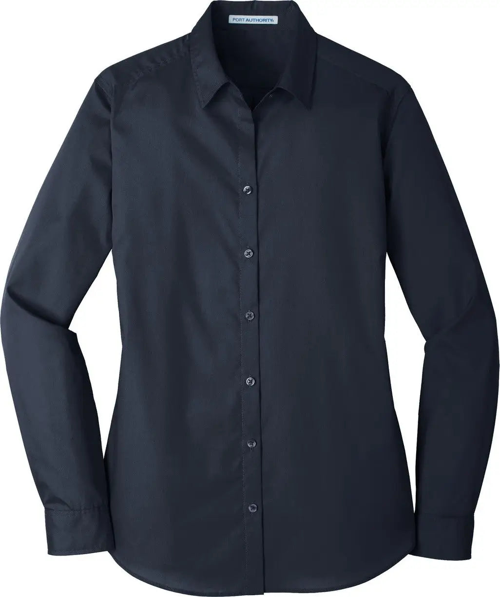 Port Authority Lw100 Women’s Long Sleeve Carefree Poplin Shirt - River Blue Navy
