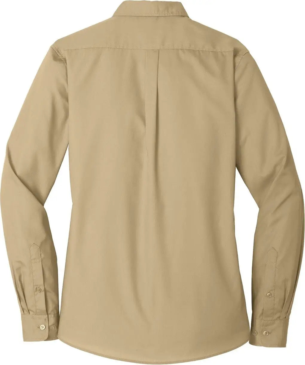 Port Authority Lw100 Women’s Long Sleeve Carefree Poplin Shirt - Wheat - Ladies Xs
