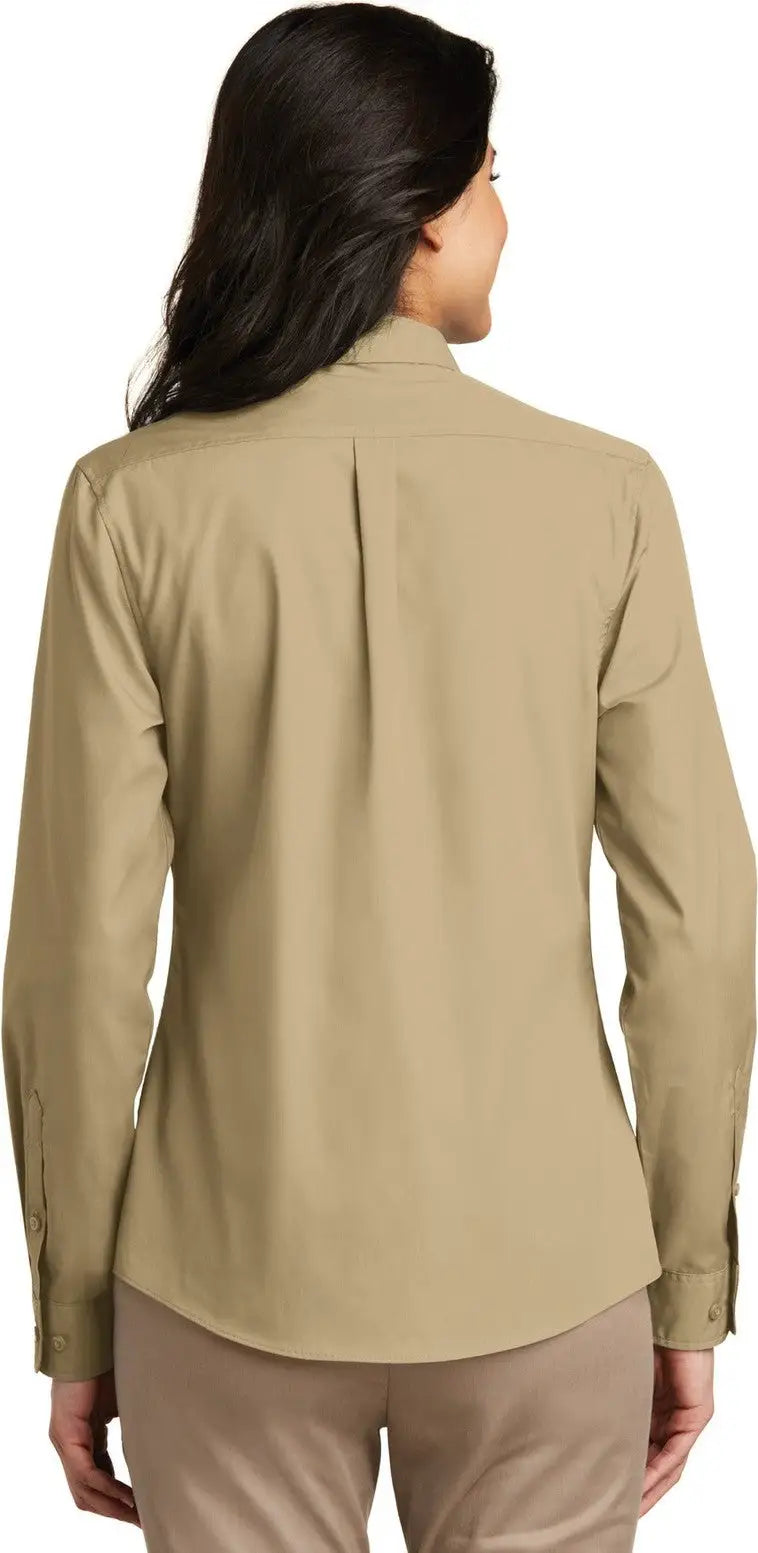 Port Authority Lw100 Women’s Long Sleeve Carefree Poplin Shirt - Wheat