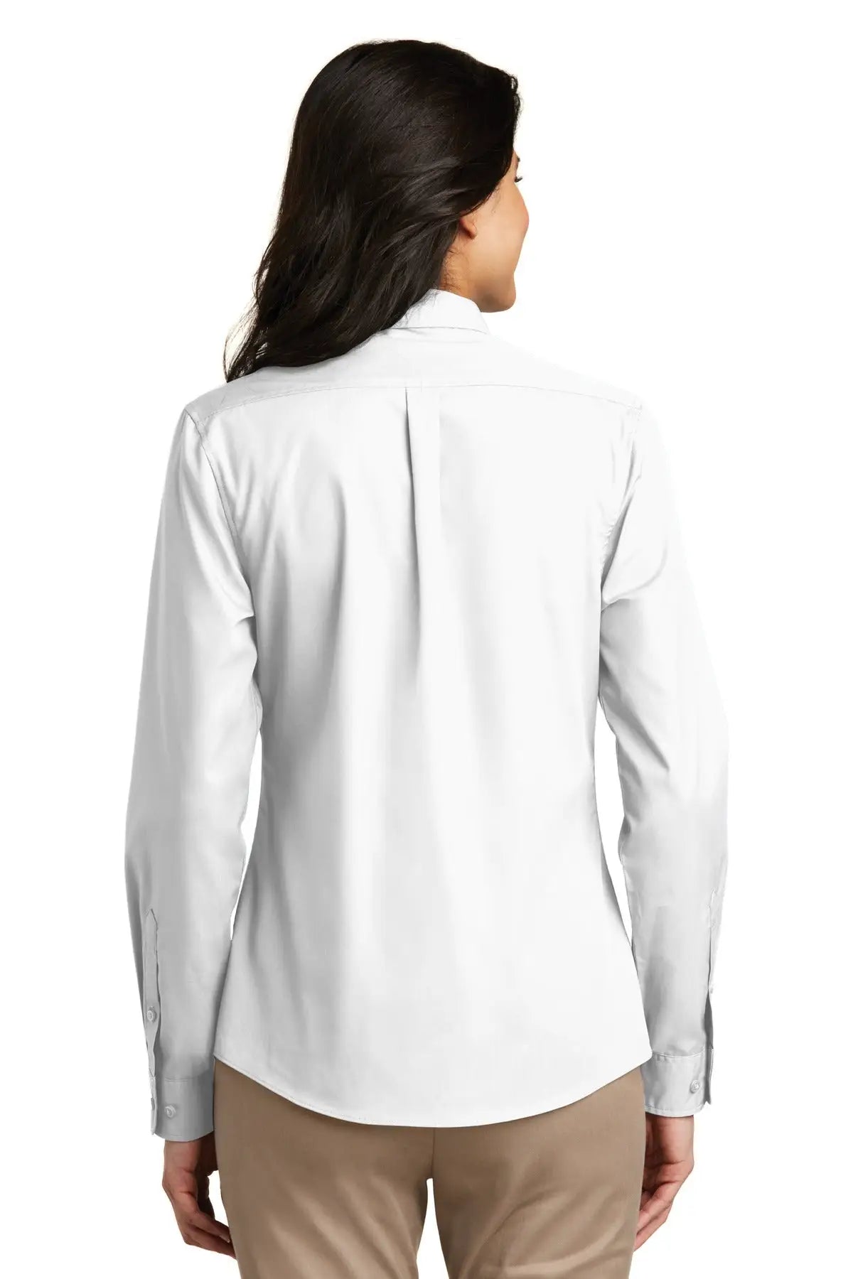 Port Authority Lw100 Women’s Long Sleeve Carefree Poplin Shirt - White