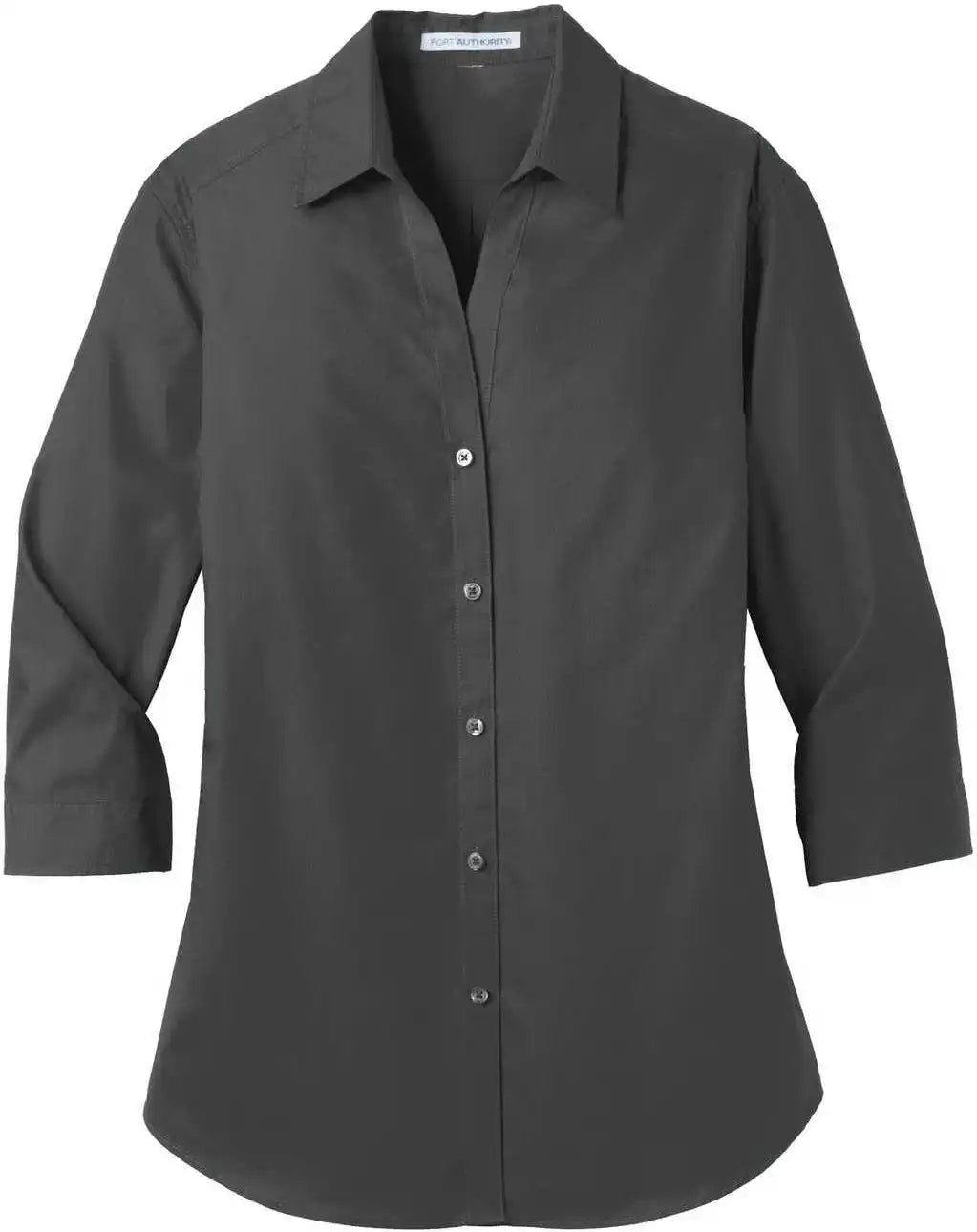 Port Authority Lw102 Ladies 3/4-sleeve Carefree Poplin Shirt - Graphite