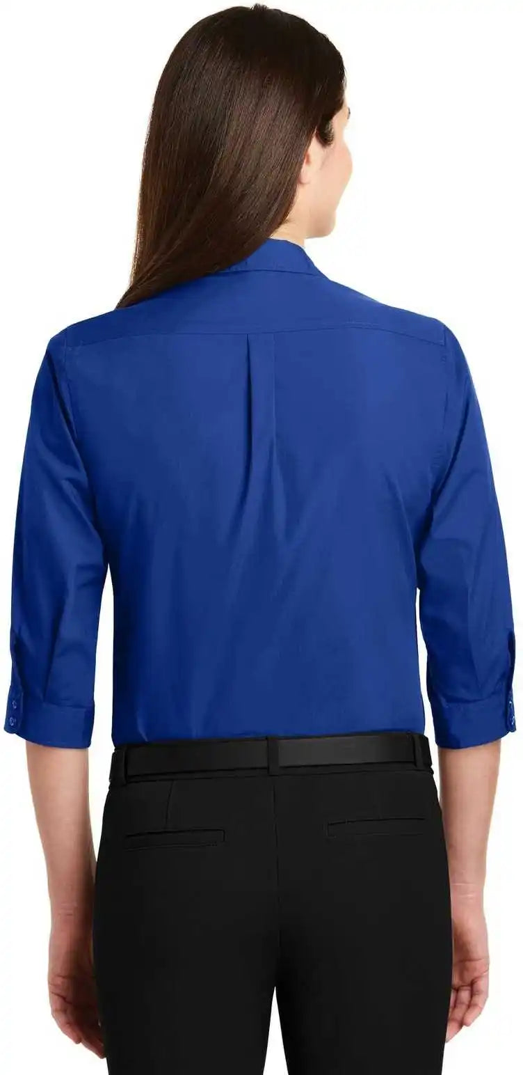 Port Authority Lw102 Ladies 3/4-sleeve Carefree Poplin Shirt - True Royal