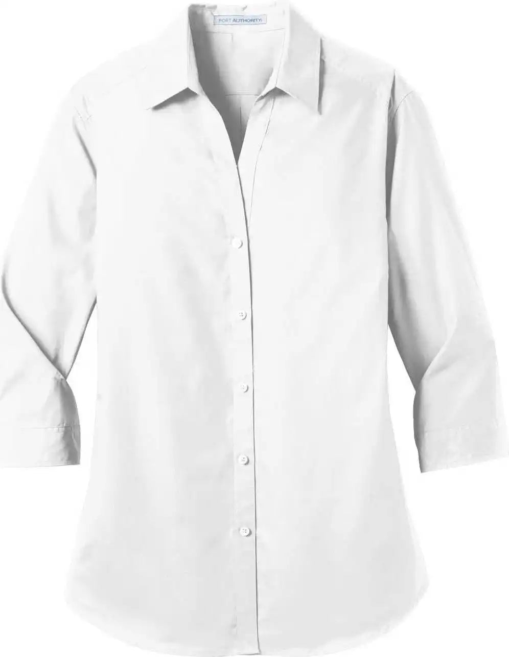 Port Authority Lw102 Ladies 3/4 Sleeve Carefree Poplin Shirt White