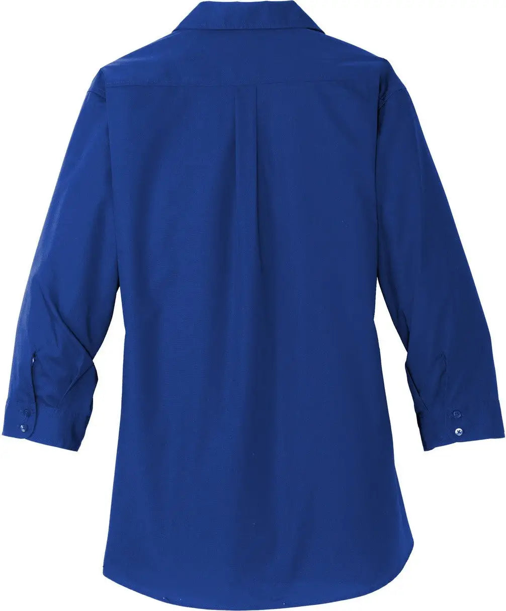 Port Authority Lw102 Women’s 3/4-sleeve Carefree Poplin Shirt - True Royal - Ladies Xs