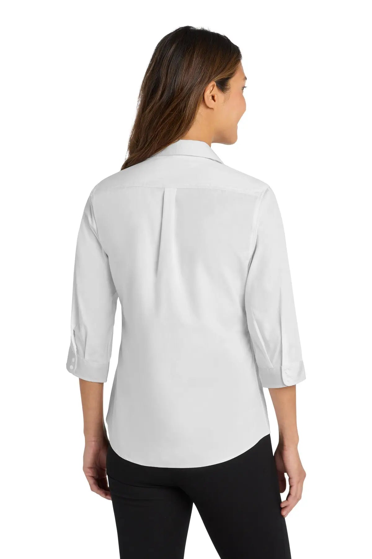 Port Authority Lw102 Women’s 3/4-sleeve Carefree Poplin Shirt - White