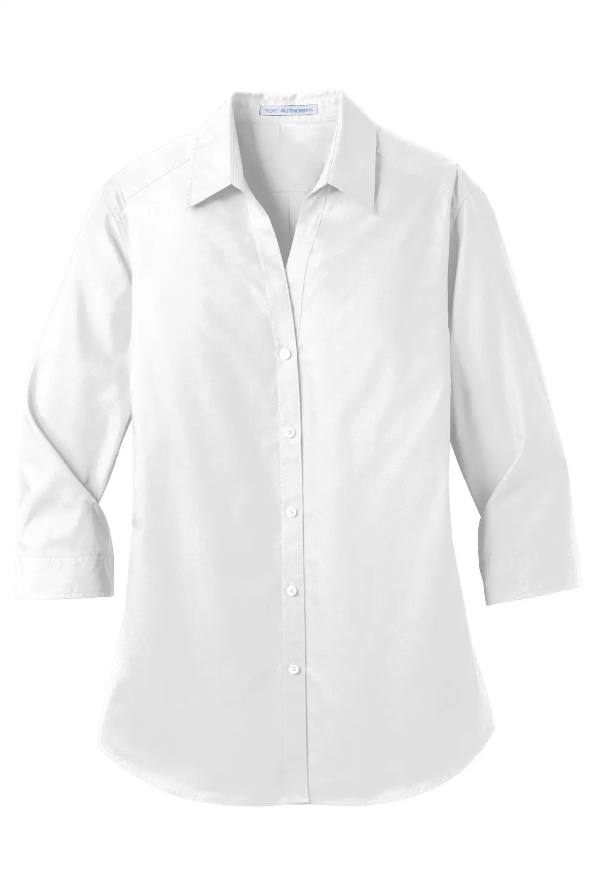 Port Authority Lw102 Women’s 3/4-sleeve Carefree Poplin Shirt - White