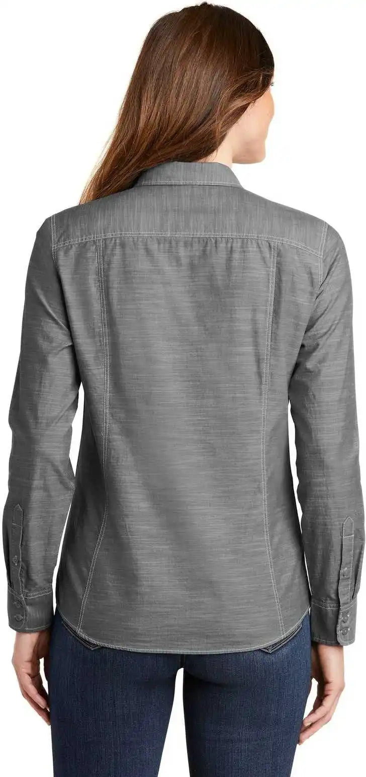 Port Authority Lw380 Ladies Slub Chambray Shirt Gray
