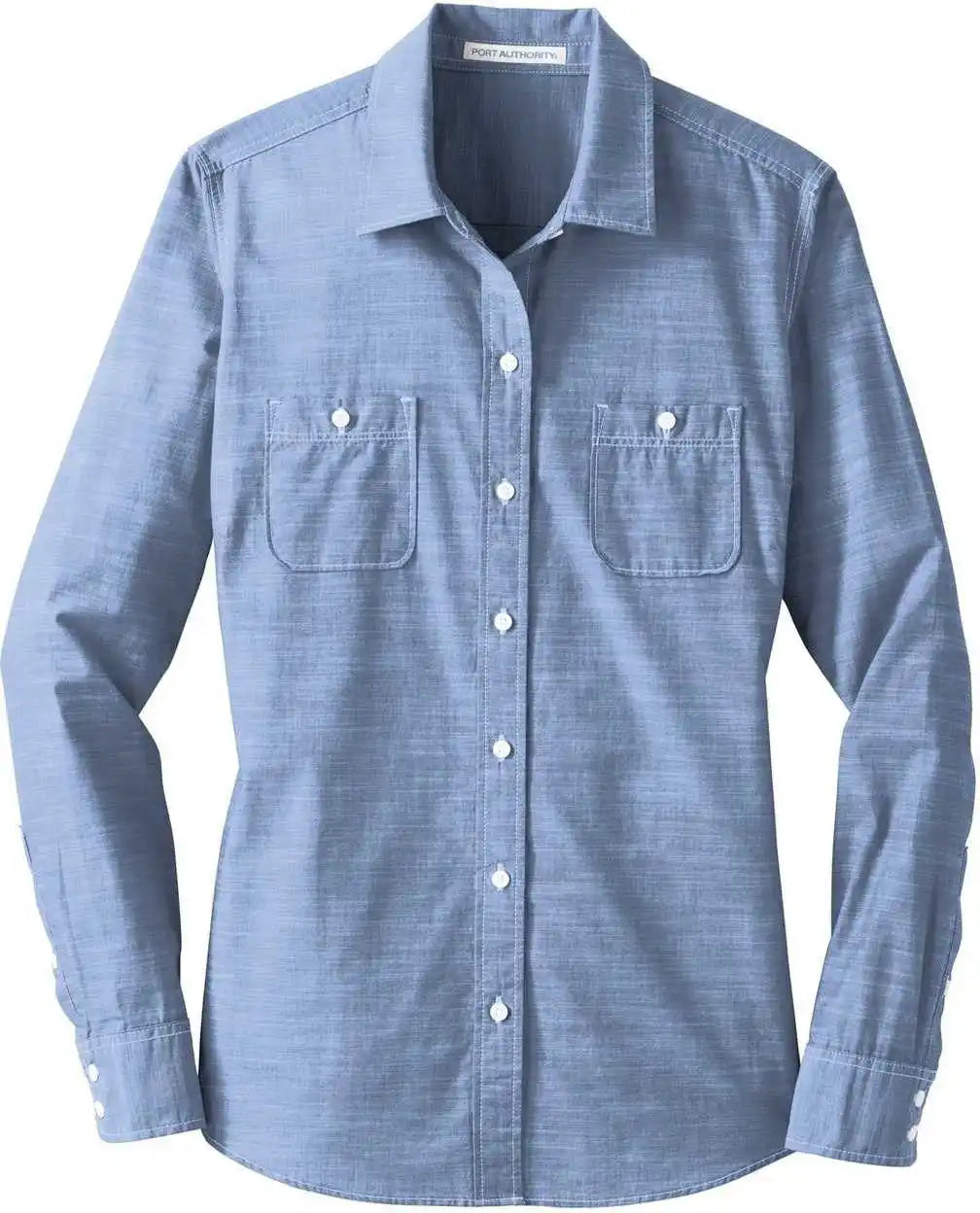 Port Authority Lw380 Ladies Slub Chambray Shirt Light Blue