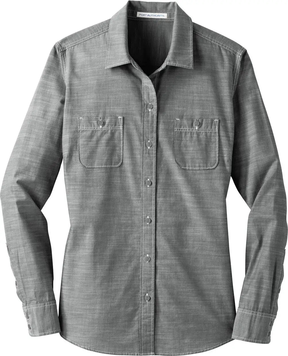 Port Authority Lw380 Women’s Slub Chambray Shirt - Gray