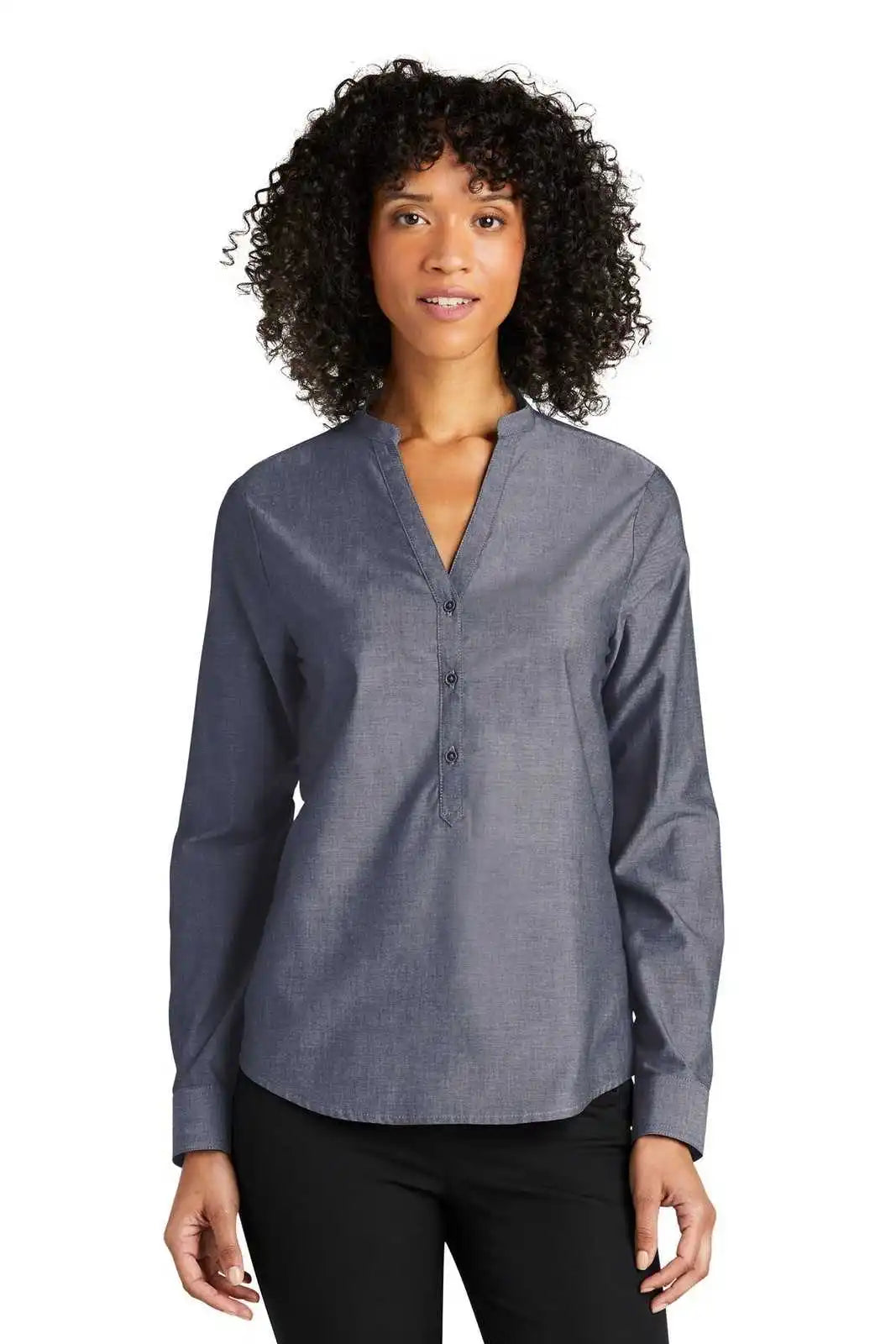 Port Authority Lw382 Ladies Long Sleeve Chambray Easy Care Shirt - Estate Blue