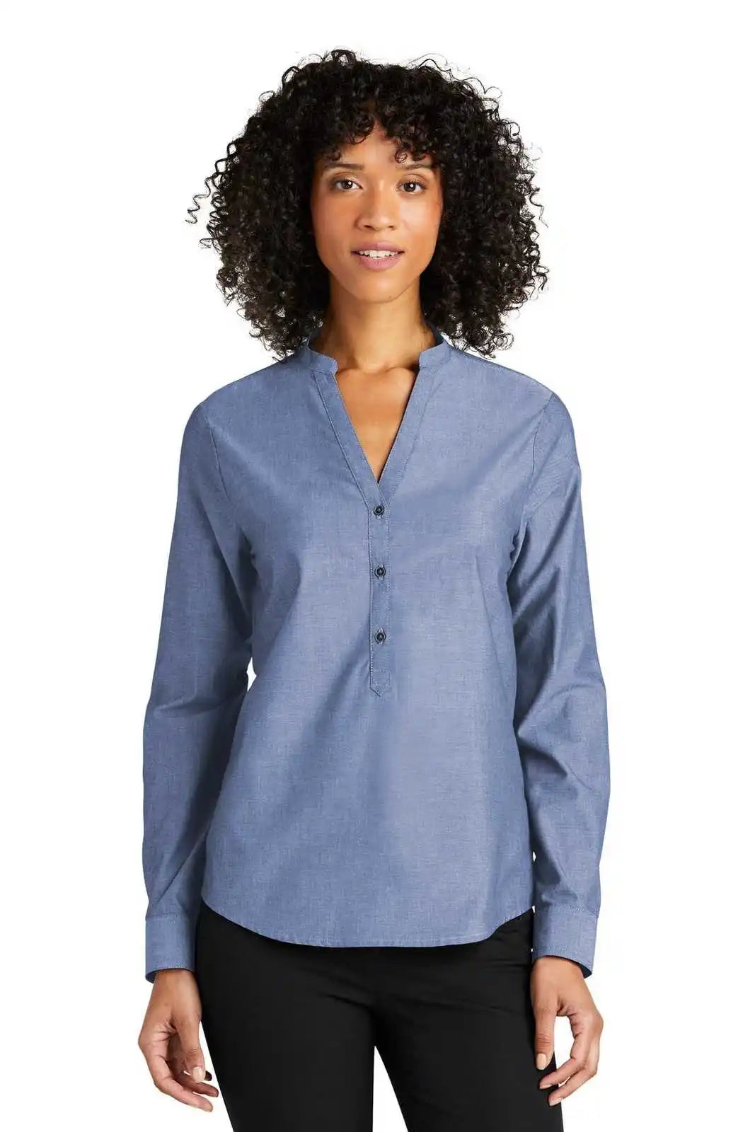 Port Authority Lw382 Ladies Long Sleeve Chambray Easy Care Shirt - Moonlight Blue