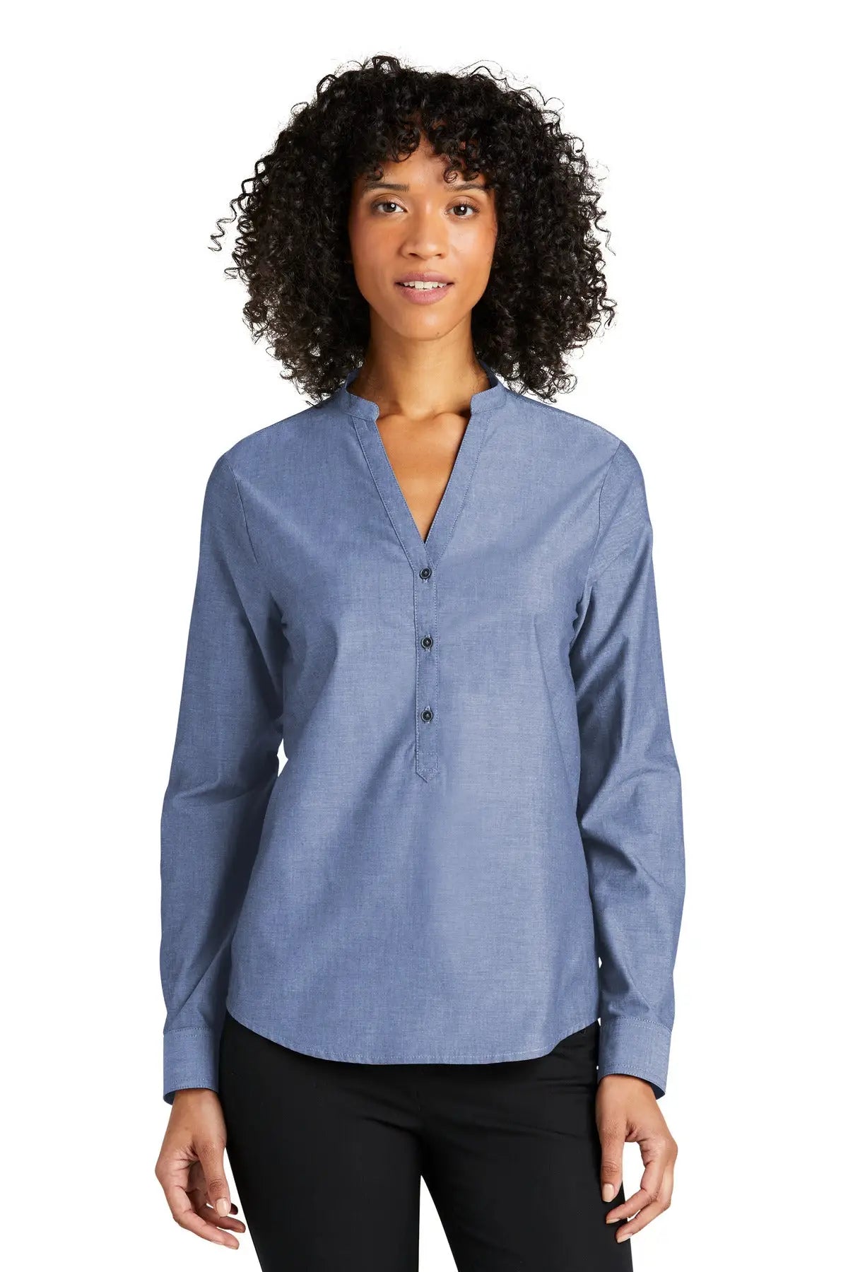 Port Authority Lw382 Women’s Long Sleeve Chambray Easy Care Shirt - Moonlight Blue