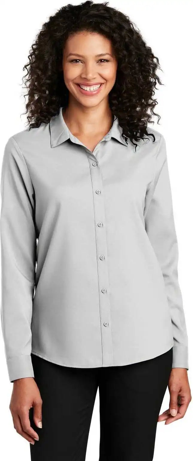 Port Authority Lw401 Ladies Long Sleeve Performance Staff Shirt - Silver