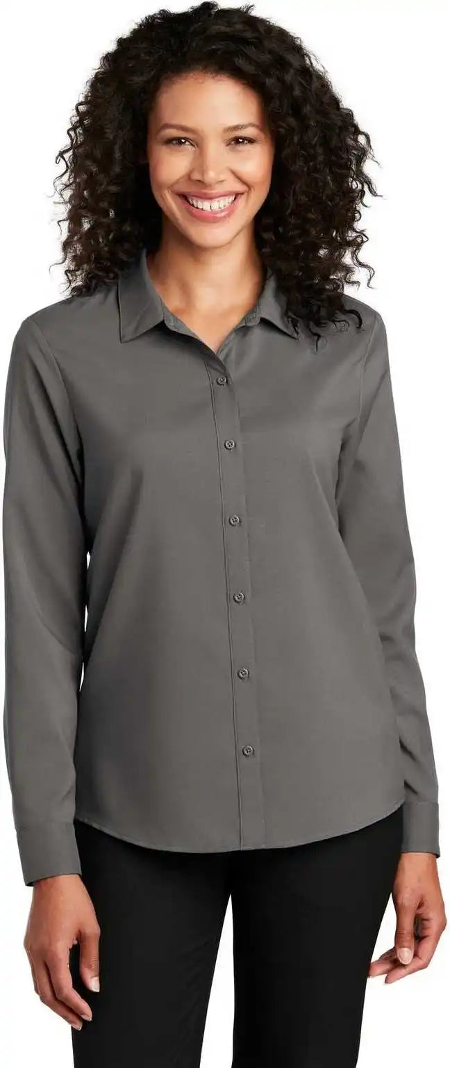 Port Authority Lw401 Ladies Long Sleeve Performance Staff Shirt Graphite