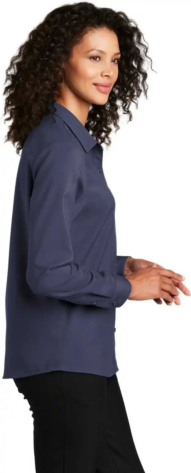 Port Authority Lw401 Ladies Long Sleeve Performance Staff Shirt True Navy