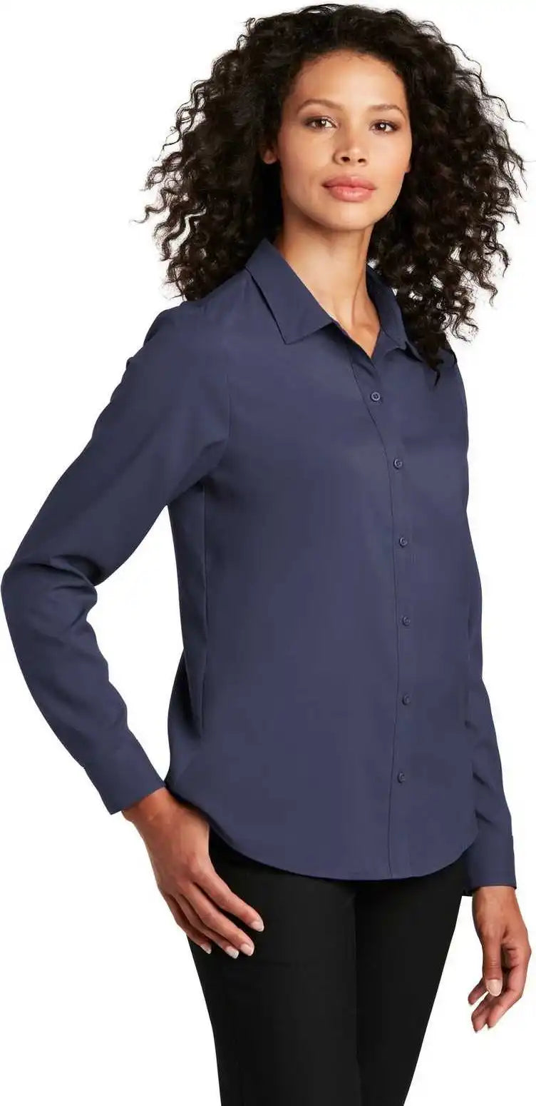 Port Authority Lw401 Ladies Long Sleeve Performance Staff Shirt True Navy