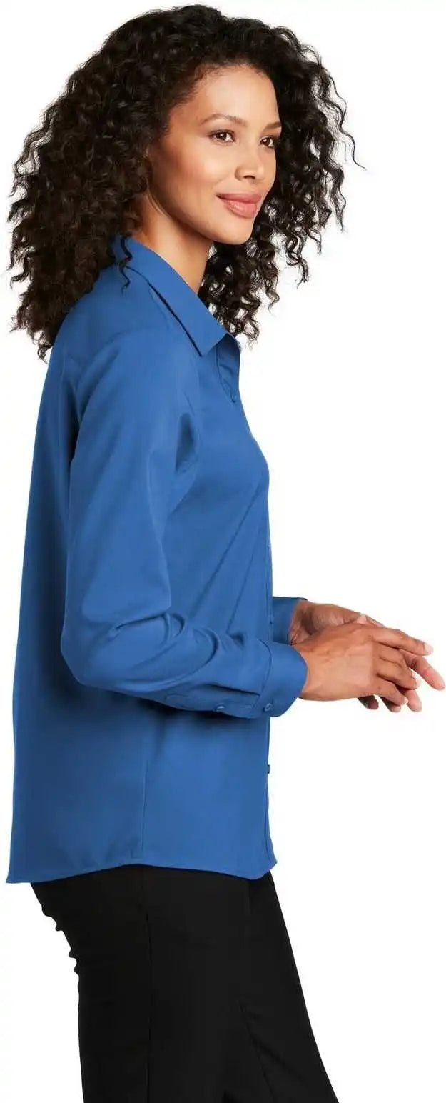 Port Authority Lw401 Ladies Long Sleeve Performance Staff Shirt True Blue