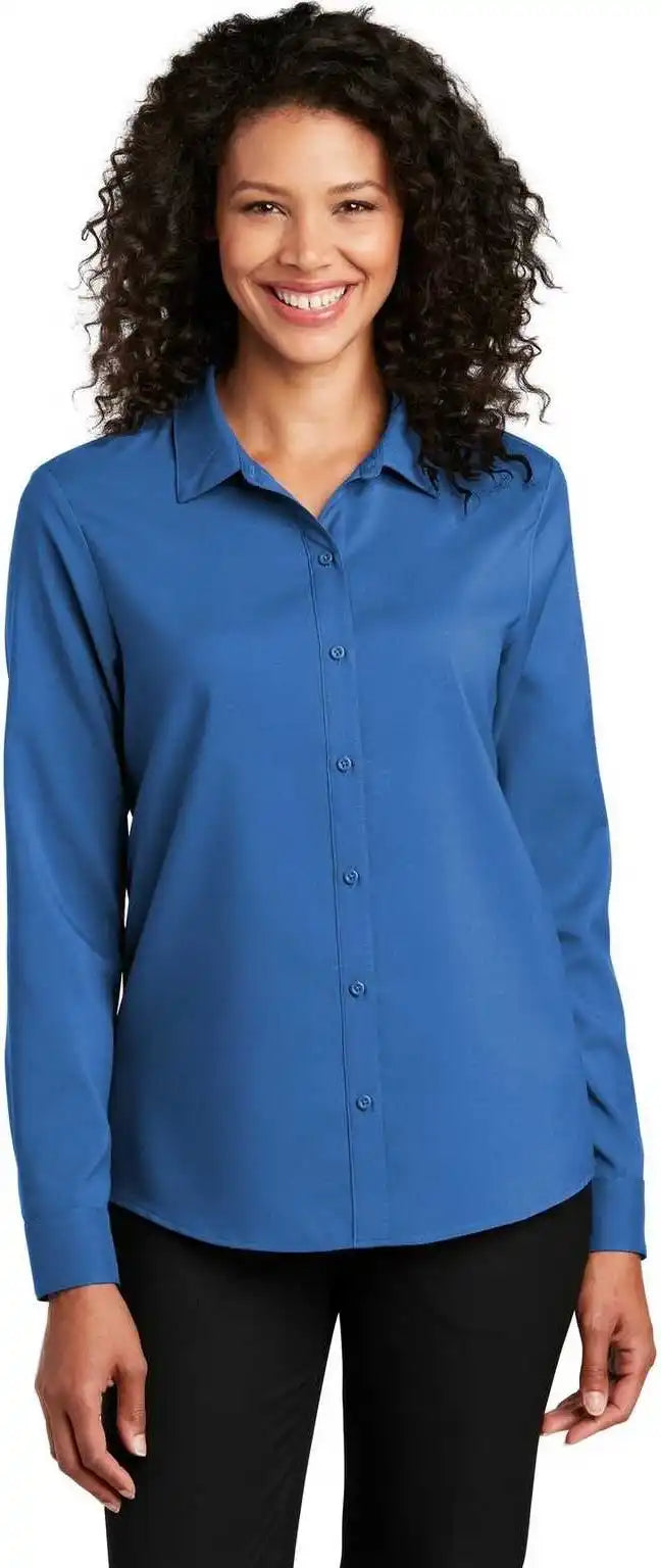 Port Authority Lw401 Ladies Long Sleeve Performance Staff Shirt True Blue