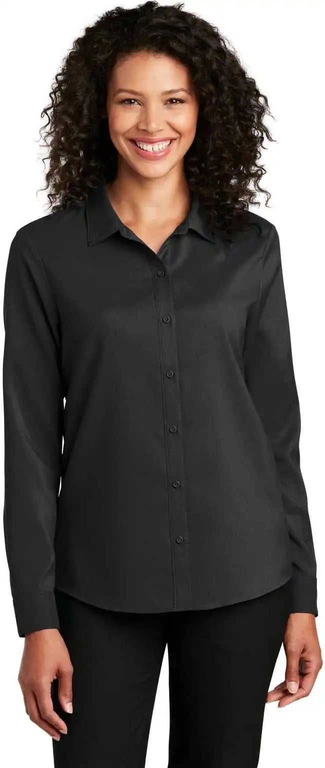 Port Authority Lw401 Ladies Long Sleeve Performance Staff Shirt Black