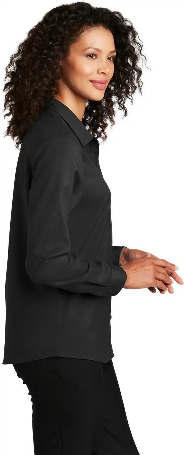 Port Authority Lw401 Ladies Long Sleeve Performance Staff Shirt Black