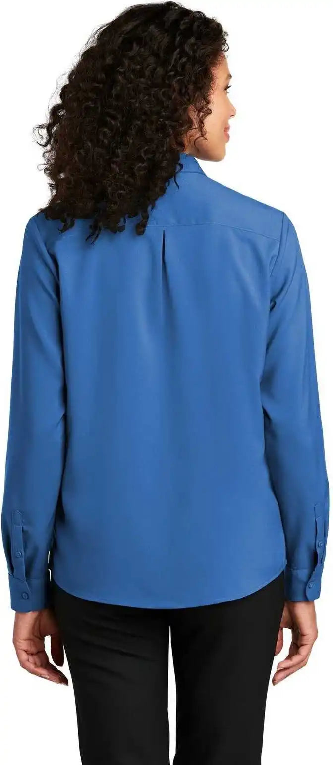 Port Authority Lw401 Ladies Long Sleeve Performance Staff Shirt True Blue