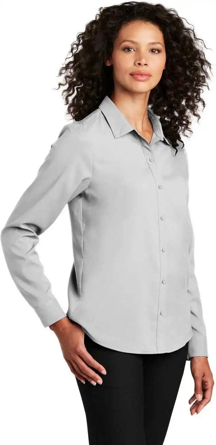 Port Authority Lw401 Ladies Long Sleeve Performance Staff Shirt - Silver
