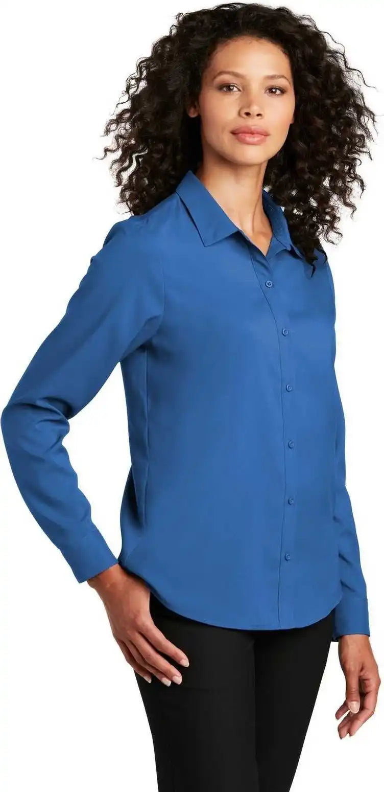 Port Authority Lw401 Ladies Long Sleeve Performance Staff Shirt True Blue