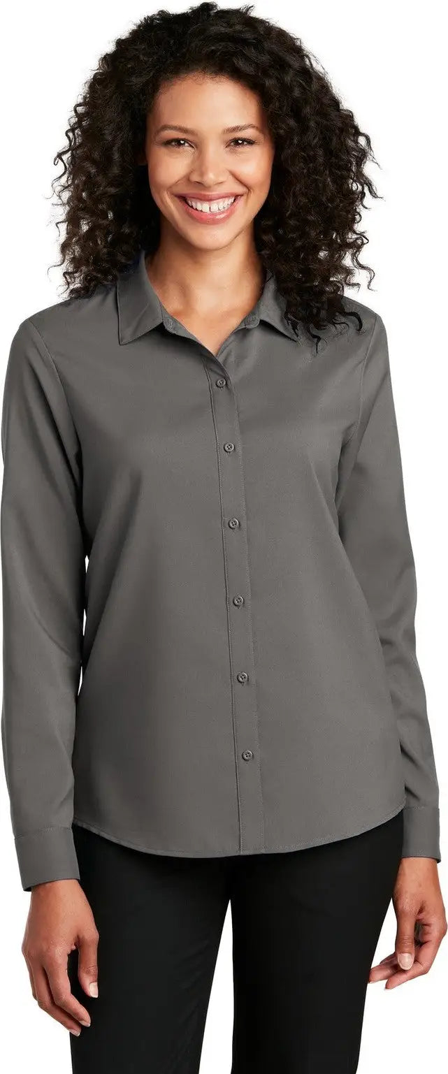 Port Authority Lw401 Women’s Long Sleeve Performance Staff Shirt - Graphite - Ladies Xs