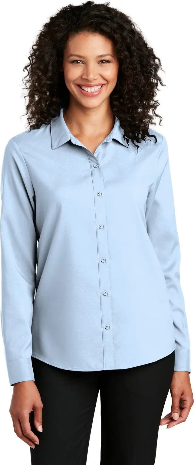 Port Authority Lw401 Women’s Long Sleeve Performance Staff Shirt - Cloud Blue - Ladies Xs